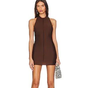 SAMI MIRO VINTAGE Brown Halter Mini Dress